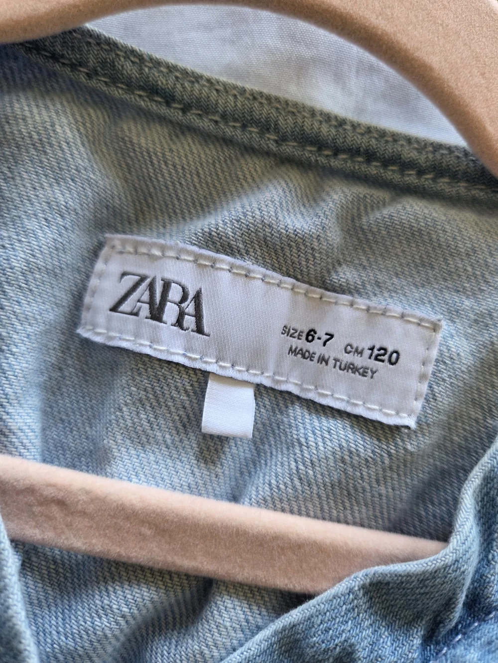 ZARA  Light Wash Denim Set - Cropped Top & Wide Leg Pants, Light Blue